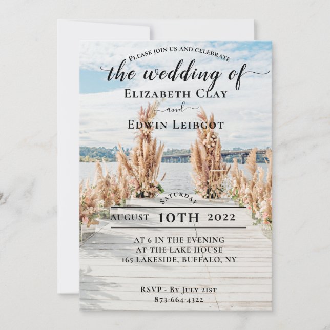 Cartes d'invitation de mariage au bord du lac (Devant)