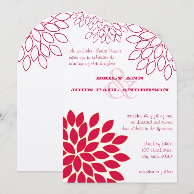 Cartes d'invitation de mariage au chrysanthème flo (Devant / Derrière)