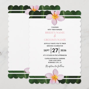 Cartes d'invitation de mariage au frangipanier ros
