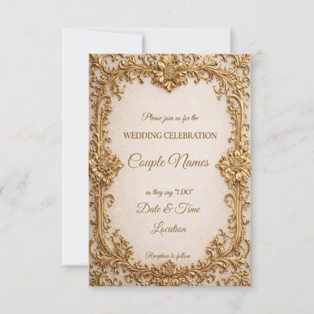 Cartes d'invitation de mariage au travail de défil (Devant)