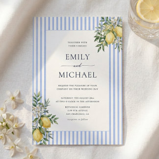 Cartes d'invitation de mariage aux citrons à rayur