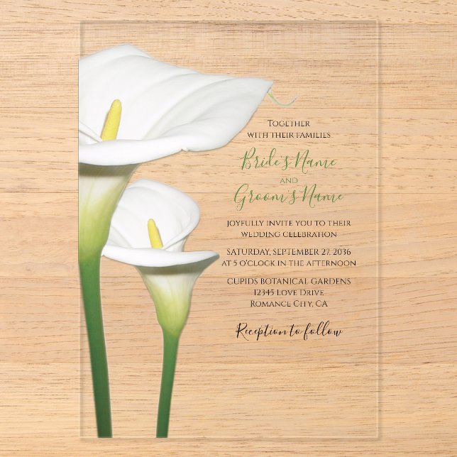 Cartes d'invitation de mariage aux élégants lys ca (Recto)