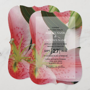 Cartes d'invitation de mariage aux élégants lys or