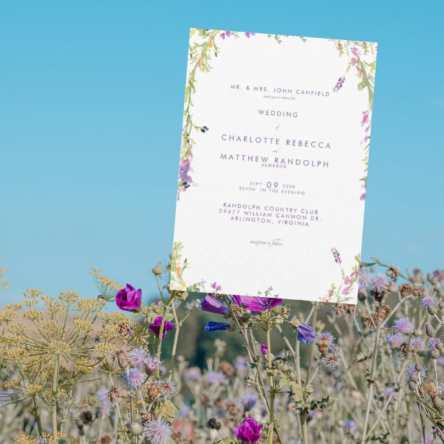 Cartes d'invitation de mariage aux fleurs sauvages (Créateur téléchargé)