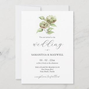 Cartes d'invitation de mariage aux hortensias