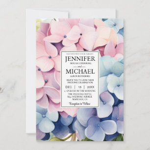 Cartes d'invitation de mariage aux hortensias élég