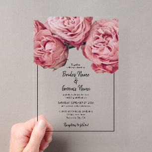Cartes d'invitation de mariage aux roses roses élé