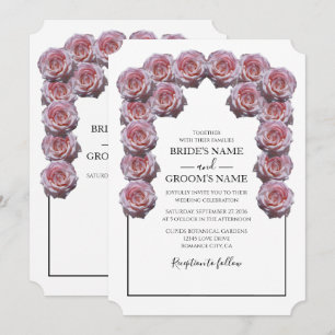 Cartes d'invitation de mariage aux roses roses lum