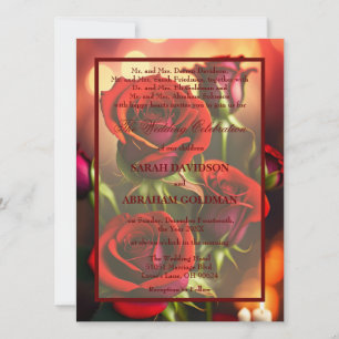 Cartes d'invitation de mariage aux roses rouges po