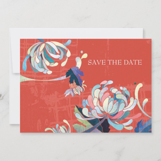 Cartes d'invitation de mariage avec chrysanthème à (Devant)