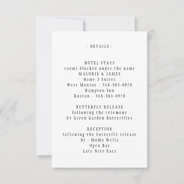 Cartes d'invitation de mariage avec papillons (Devant)