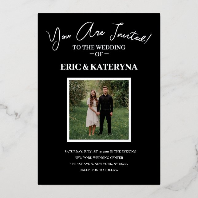 Cartes d'invitation de mariage avec photo | Accent (Recto)