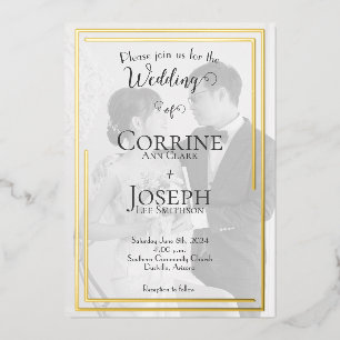 Cartes d'invitation de mariage avec photo et feuil