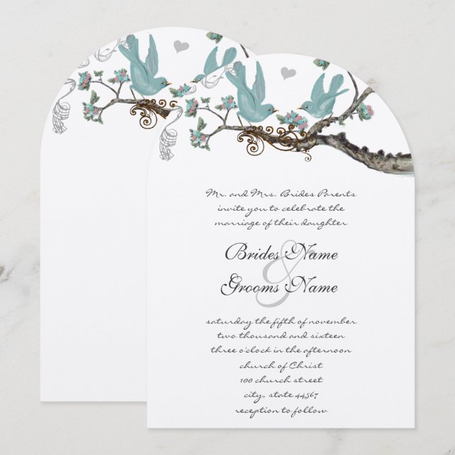 Cartes d'invitation de mariage bleu oeuf de Robin  (Devant / Derrière)