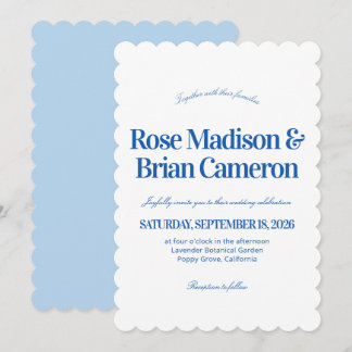Cartes d'invitation de mariage Blue Wavy Cabana