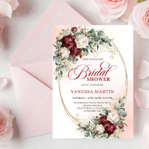 Cartes d'invitation de mariage Bohème Fleurs Rouge