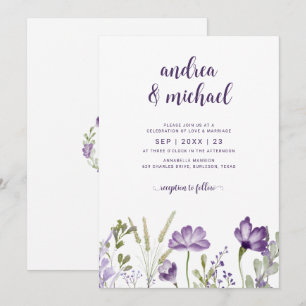 Cartes d'invitation de mariage Bohème Fleurs sauva