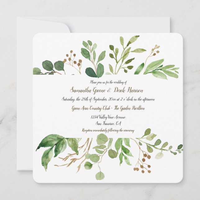 Cartes d'invitation de mariage Botanical Dream Squ (Devant)