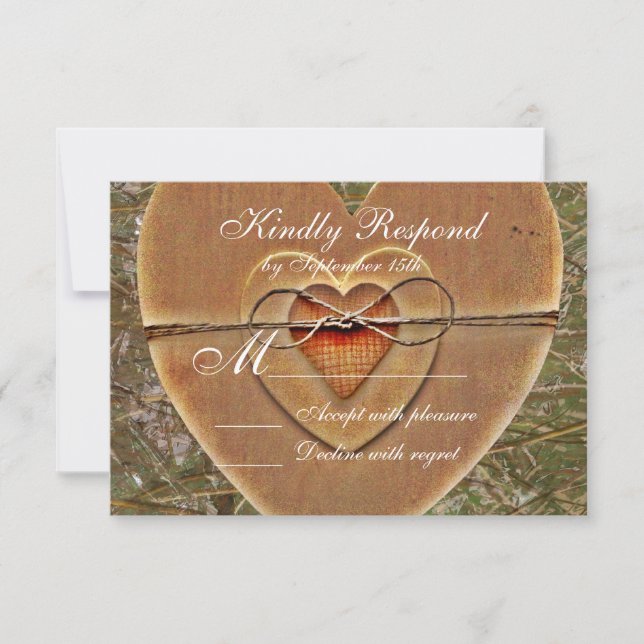 Cartes d'invitation de mariage camouflage à coeur  (Devant)