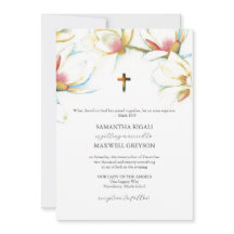 Cartes d'invitation de mariage catholique aux fleu