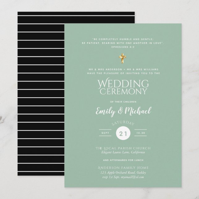 Cartes d'invitation de mariage catholique - Verset (Devant / Derrière)
