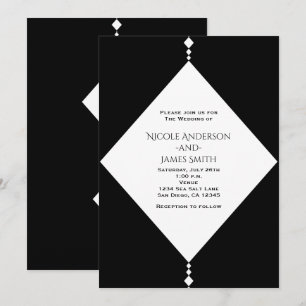 Cartes d'invitation de mariage chic noir et blanc