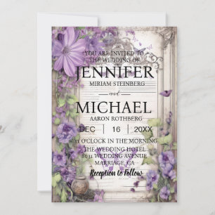 Cartes d'invitation de mariage classiques papillon