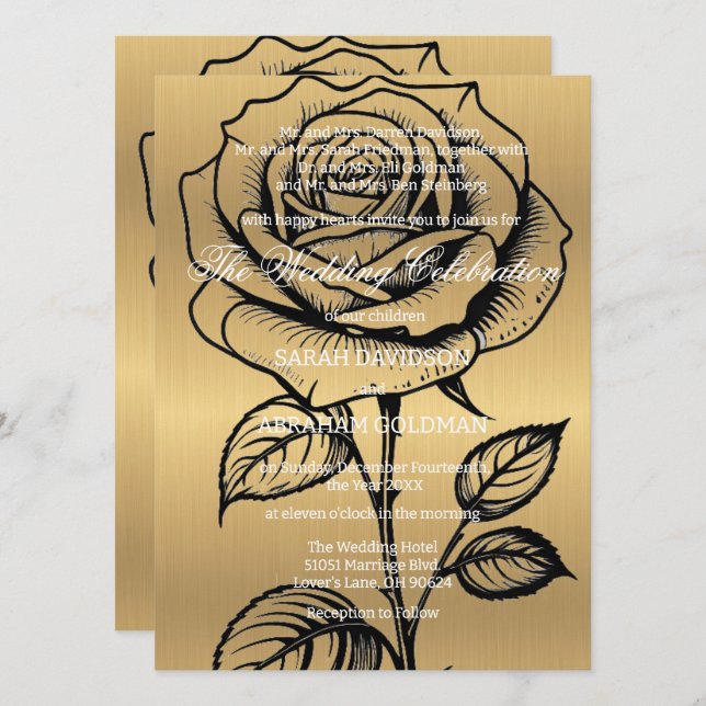 Cartes d'invitation de mariage classiques pour par (Devant / Derrière)