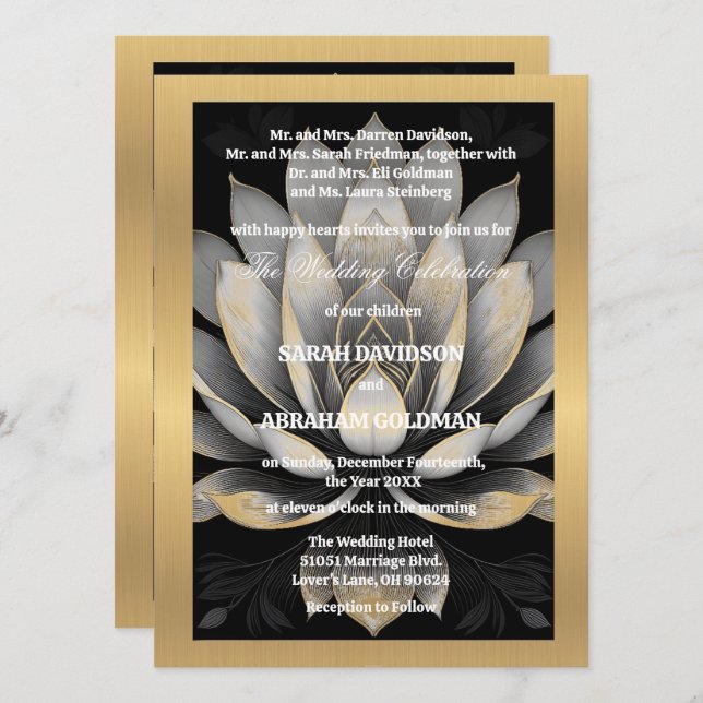 Cartes d'invitation de mariage classiques pour par (Devant / Derrière)