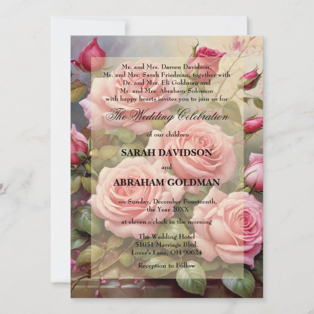 Cartes d'invitation de mariage classiques pour par (Devant)
