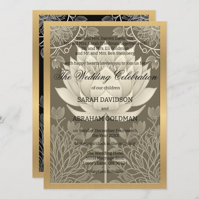 Cartes d'invitation de mariage classiques pour par (Devant / Derrière)