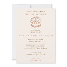 Cartes d'invitation de mariage Coquillages et cloc