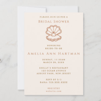 Cartes d'invitation de mariage Coquillages et cloc