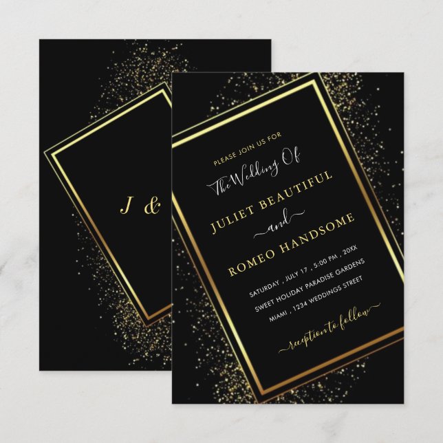 Cartes d'invitation de mariage créatives avec pail (Devant / Derrière)