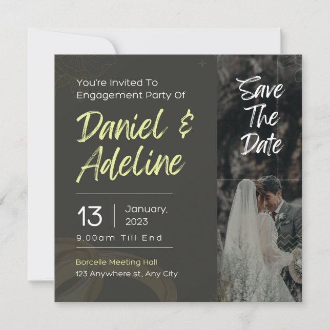 Cartes d'invitation de mariage, dates à retenir (Devant)