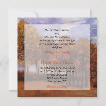 Cartes d'invitation de mariage d'automne. Paysage 