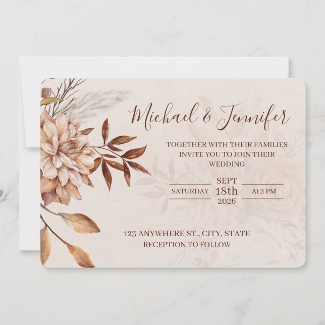 Cartes d'invitation de mariage de beauté d'automne (Devant)