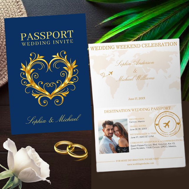 Cartes d'invitation de mariage de destination - Pa (Passport Wedding Invitation-Destination Weddings )