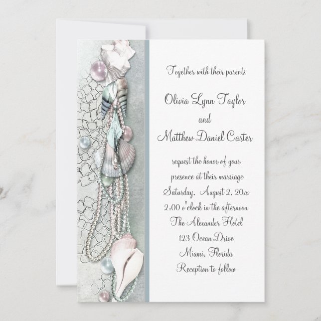 Cartes d'invitation de mariage de plage avec coqui (Devant)