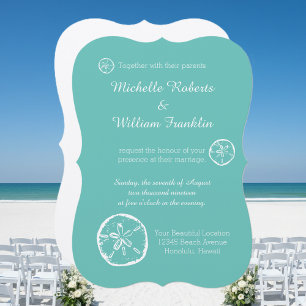 Cartes d'invitation de mariage de plage avec dolla