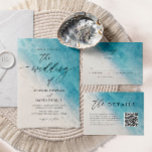Cartes d'invitation de mariage de plage océan bleu<br><div class="desc">Cartes d'invitation de mariage de plage océan bleu d'été</div>