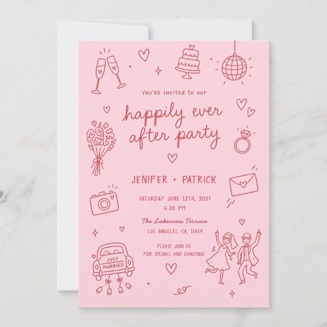 Cartes d'invitation de mariage dessinées à la main (Devant)
