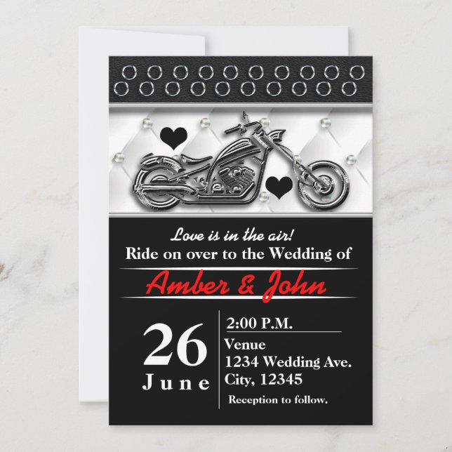 Cartes d'invitation de mariage d'événement de moto (Devant)