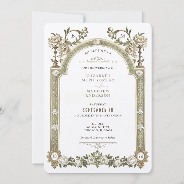 Cartes d'invitation de mariage Élégance Royale Vic (Devant)