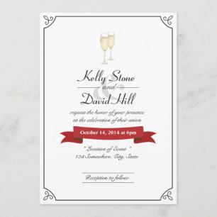 Cartes d'invitation de mariage Élégant Toast au Ch