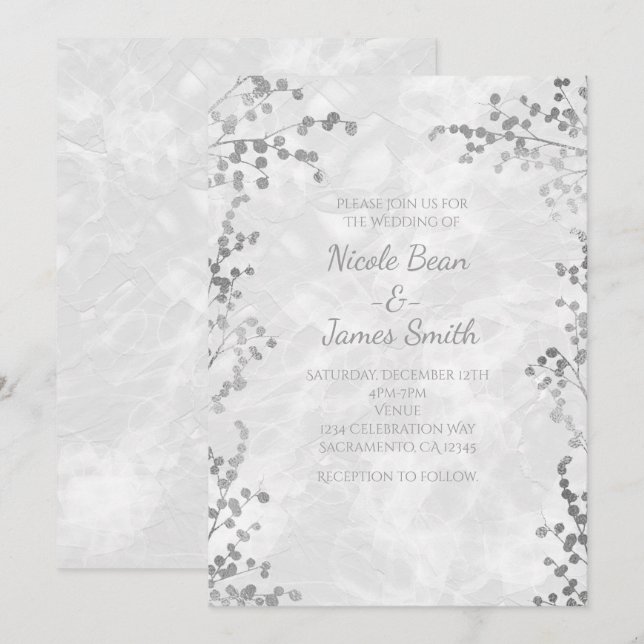 Cartes d'invitation de mariage élégantes aux baies (Devant / Derrière)