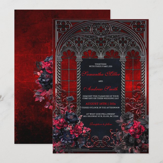 Cartes d'invitation de mariage élégantes de style  (Devant / Derrière)