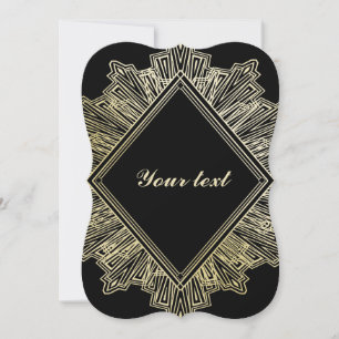 Cartes d'invitation de mariage élégantes en or noi