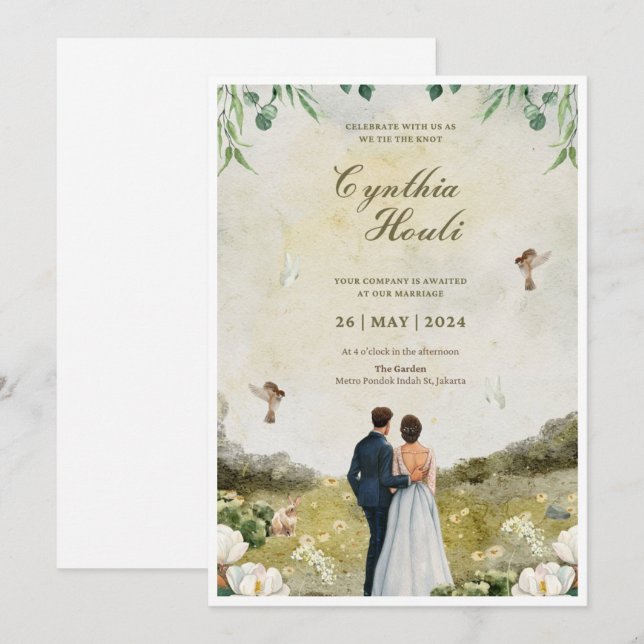 Cartes d'invitation de mariage 💍 – Élégantes et p (Devant / Derrière)
