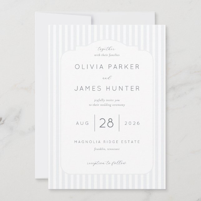 Cartes d'invitation de mariage élégantes grises ra (Devant)
